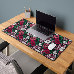 Red, white and bi-color roses with green leaves