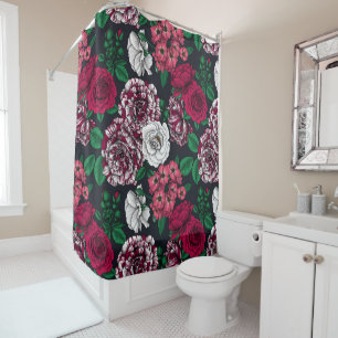 Red, white and bi-colour roses with green leaves o