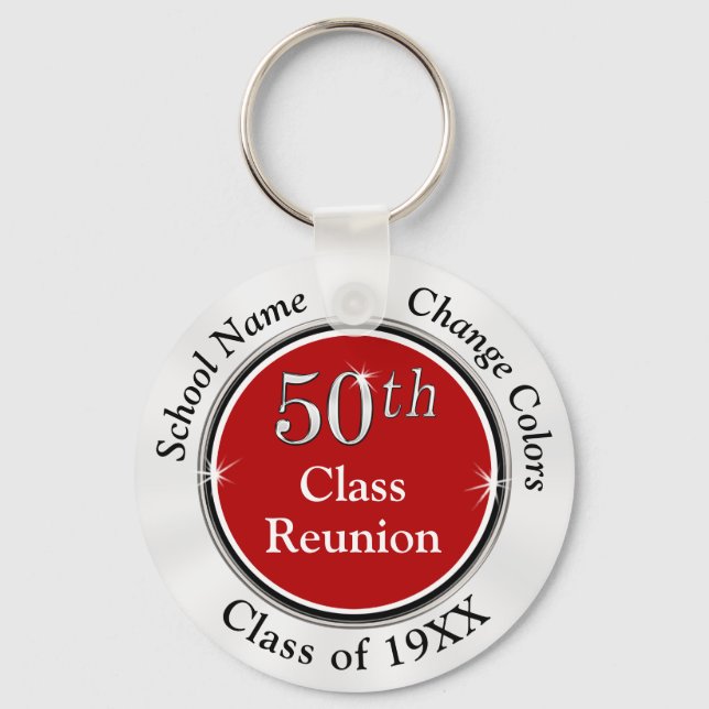 Red White and Black, 50th Class Reunion Souvenirs, Keychain (Front)