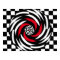 Red, White and Black Chequered Vortex Print