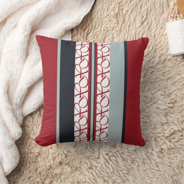 Red, White and Black Classy Throw Pillow (Blanket)