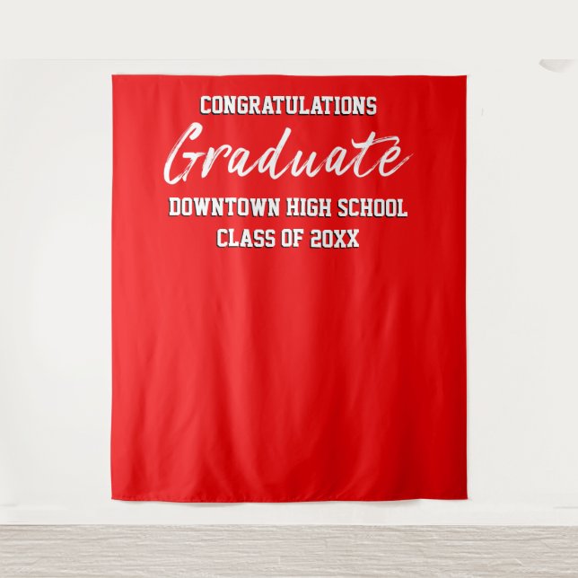 Red White and Black Congratulations Graduate Tapestry (Front)