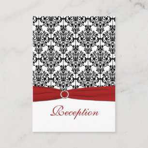 Red, White and Black Damask Reception Card