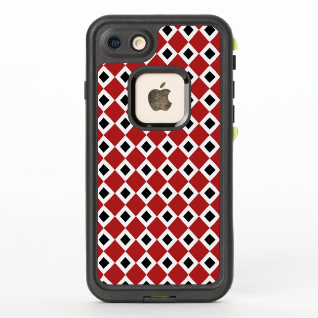 Red, White, and Black Diamonds LifeProof iPhone Case (Back)