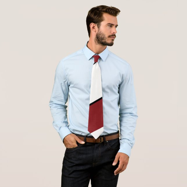 Red White and Black Fat Diagonal Stripe Tie (In Situ)