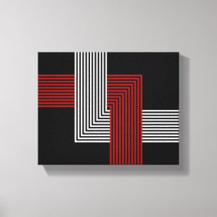 Red, White and Black Geometric  10” x 8” Canvas Print