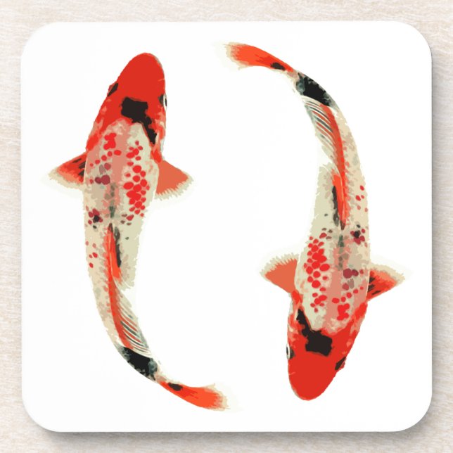 Red, White, and Black Koi Fish Coaster (Front)