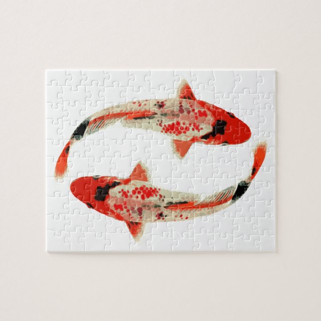 Red, White, and Black Koi Fish Jigsaw Puzzle (Horizontal)