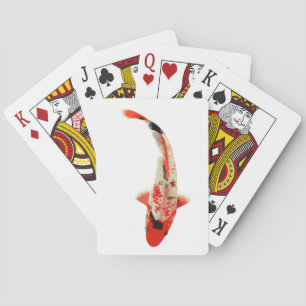Red, White, and Black Koi Fish Playing Cards