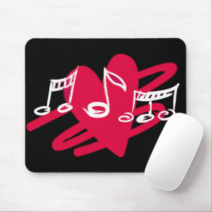 Red , white and black love music design mouse pad