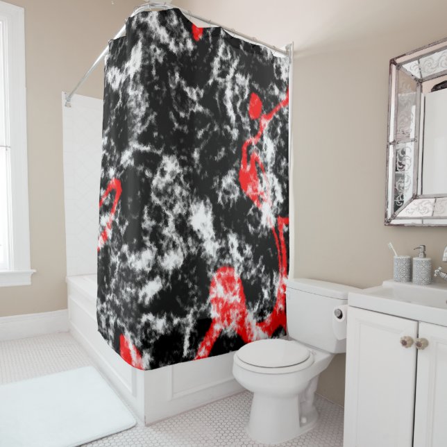 Red, White and Black Marble Abstract (In Situ)