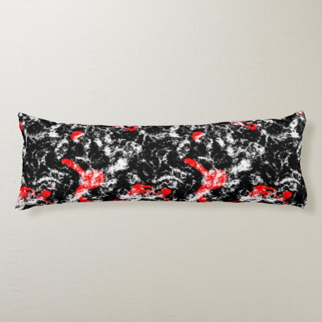 Red, White and Black Marble Abstract Body Pillow (Front)