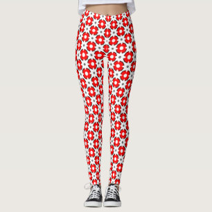 Red White and Black pattern   Leggings