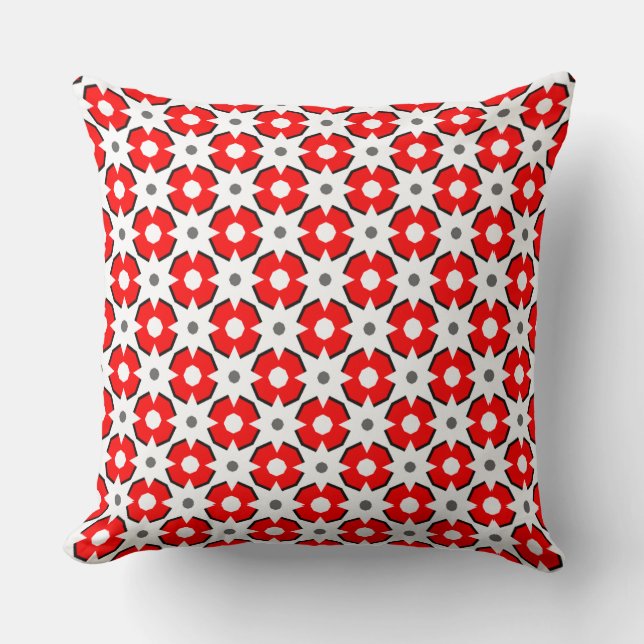 Red White and Black pattern  Throw Pillow (Front)