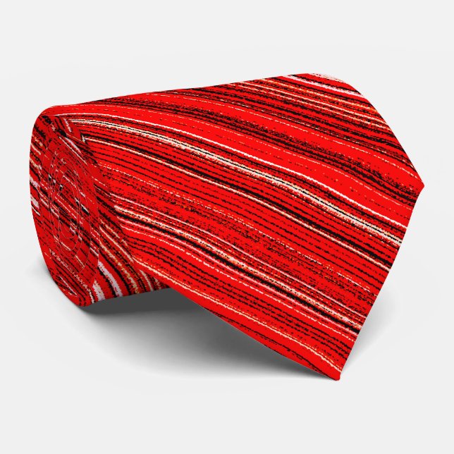 Red, White and Black Pattern Tie (Rolled)