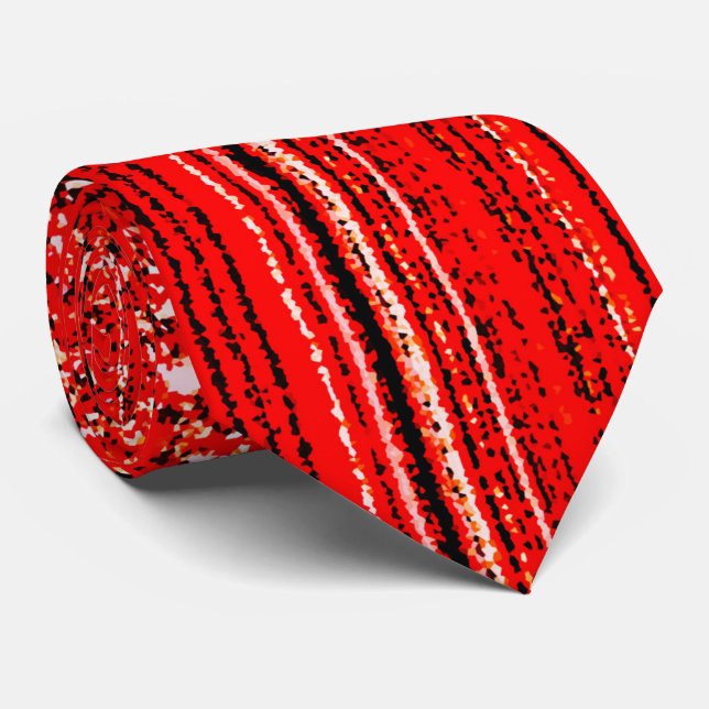 Red, White and Black Pattern Tie (Rolled)