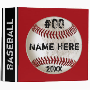 Red, White and Black Personalized Baseball Binder