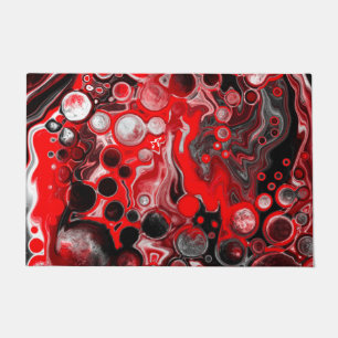 Red, White and Black Pour Painting Fluid Art Doormat