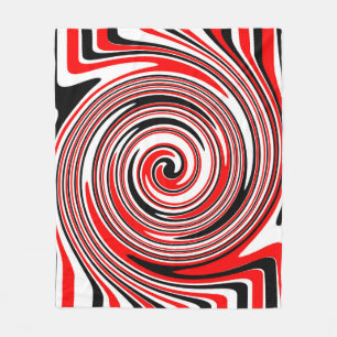 Red white and black psychedelic design fleece blanket