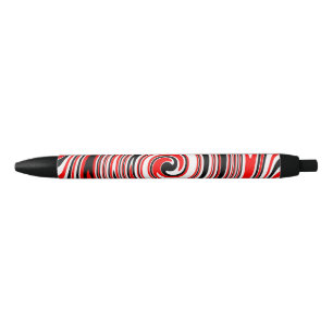Red white and black psychedelic design ink pen