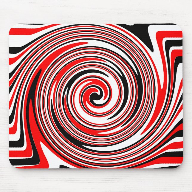 Red white and black psychedelic design mouse pad (Front)