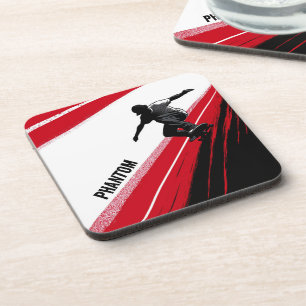 Red White and Black Skater Coaster