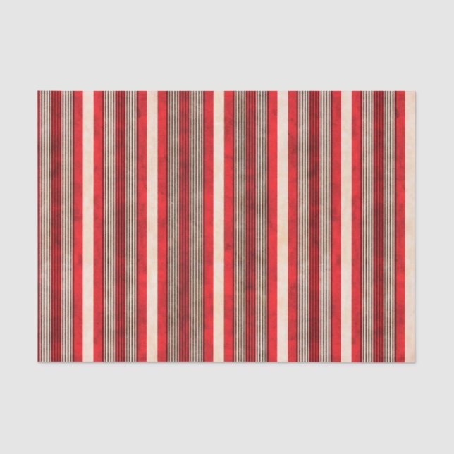 Red White and Black Striped Pattern Tissue Paper (Front)