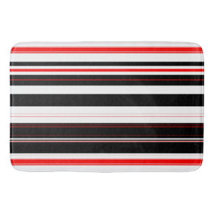 Red white and Black Stripes Bath Mat