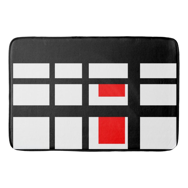 Red white and Black Stripes Bath Mat (Front)