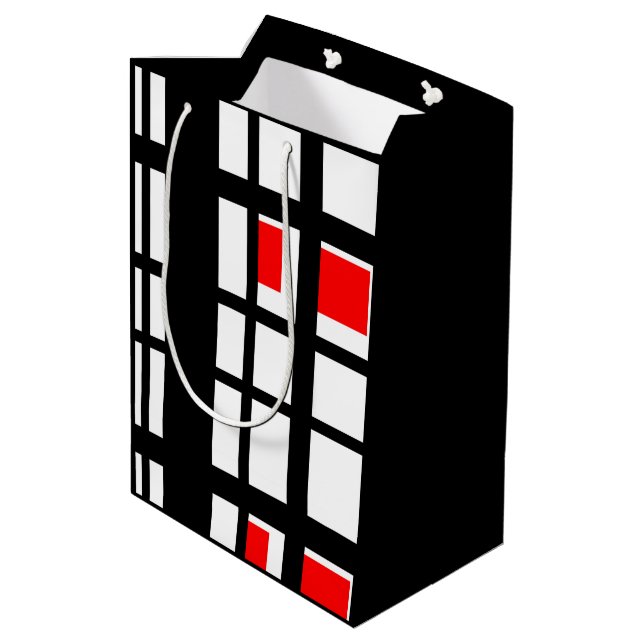 Red white and Black Stripes Medium Gift Bag (Back Angled)