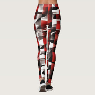 Red, White and Black Variation Chequered Leggings