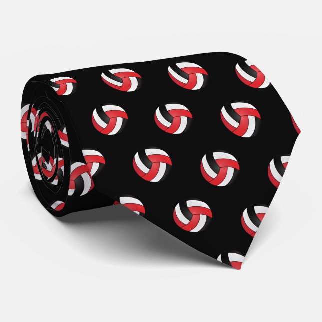 Red, White and Black Volleyball Tie (Rolled)