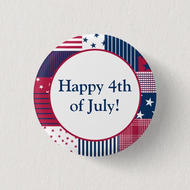 Red, White and Blue 1 Inch Round Button (Front)