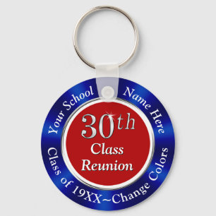 Red, White and Blue 30th Class Reunion Gift Ideas Keychain
