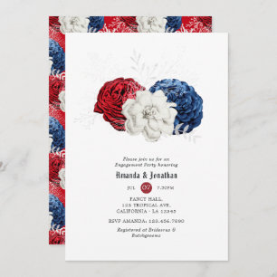 Red White and Blue 4th July Engagement Party Invitation