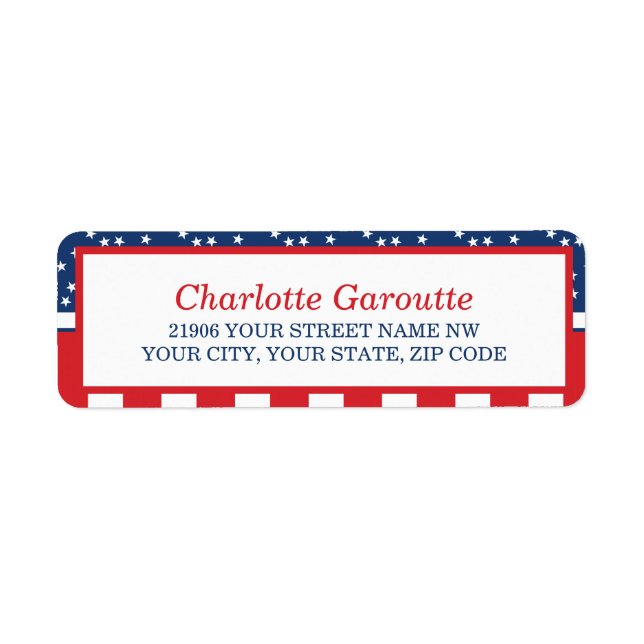 Red, White and Blue 4th of July Address Label (Front)