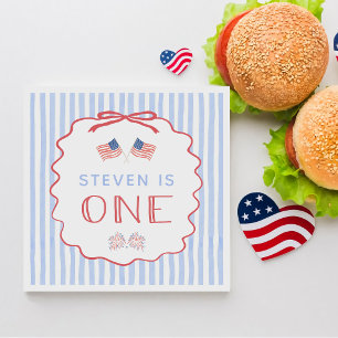Red, White and Blue 4th of July Birthday Napkins