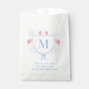 Red, White and Blue 4th of July Monogram Crest Favour Bag