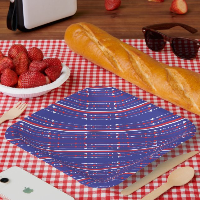 Red White and Blue 4th of July Party Paper Plate (Picnic)