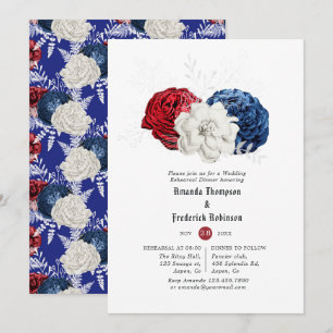 Red White and Blue 4th of July Rehearsal Dinner Invitation