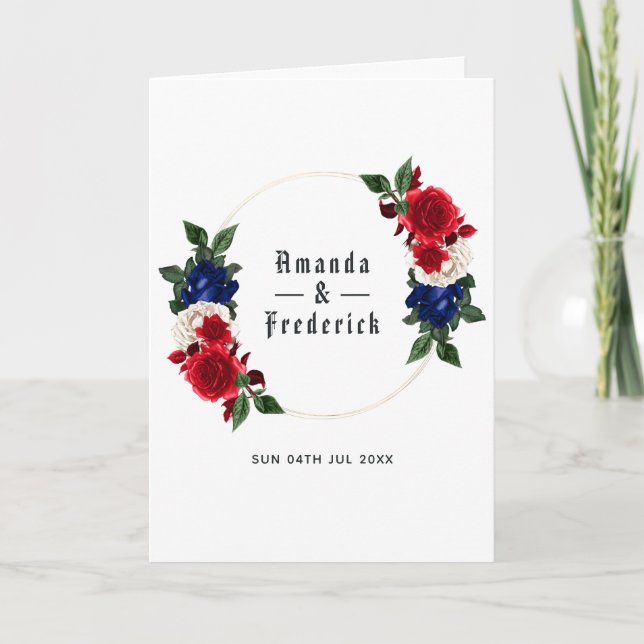 Red White and Blue 4th of July Wedding Program (Front)