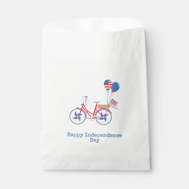 Red White and Blue 4th of July Whimsical Bicycle  Favour Bag (Front)