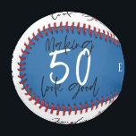 red, white and blue 50th birthday modern chic baseball<br><div class="desc">Red,  white and blue 50th birthday modern chic design. Colours can be changed</div>