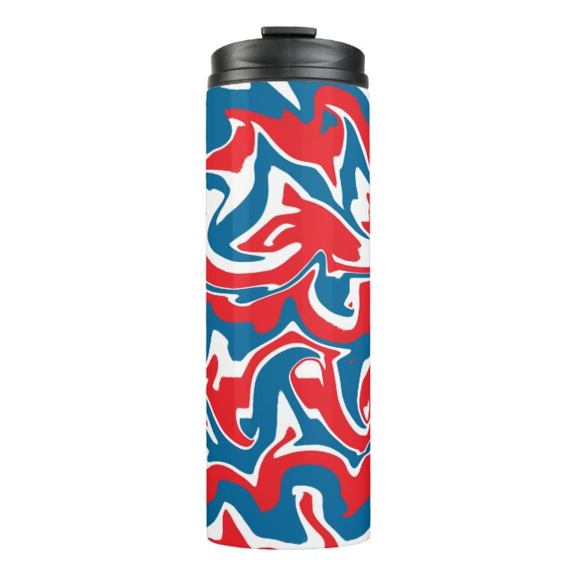 Red white and blue abstract pattern    thermal tumbler (Front)