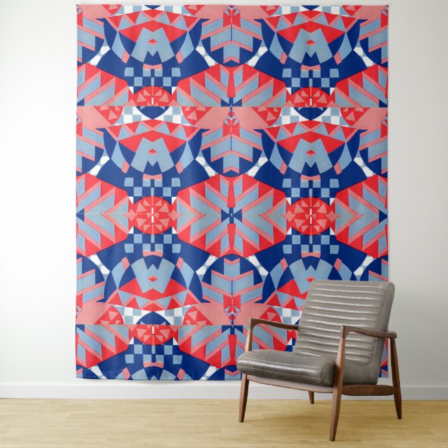 red white and blue abstract print #1 tapestry (In Situ)