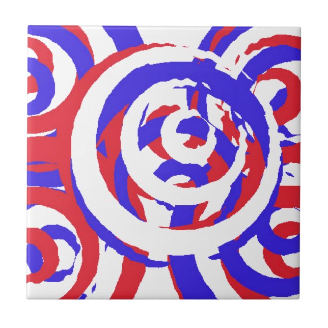 Red White and Blue Abstract Tile (Front)