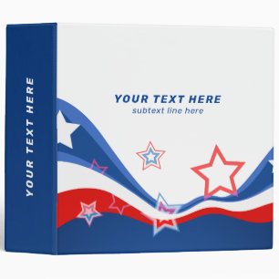 Red white and blue abstract US flag Binder