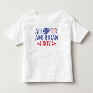 Red white and blue all american boy toddler t-shirt