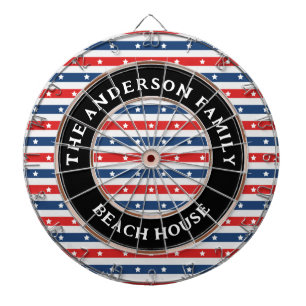 Red White and Blue American Flag Patriotic Family  Dartboard