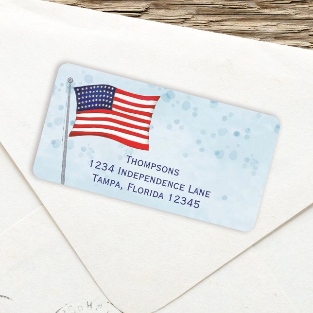 Red White and Blue American Flag Return Address Label (Creator Uploaded)